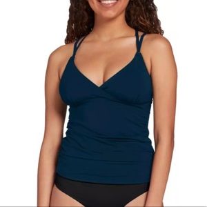 Calia scrappy ruched tankini- evening sea